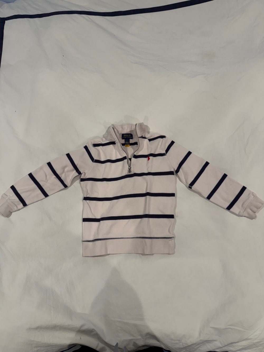 Polo by Ralph Lauren Light Pink & Navy Striped Quarter-Zip Sweatshirt - Kids